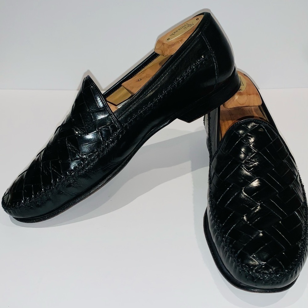 Johnston & Murphy Leather Woven Loafers.